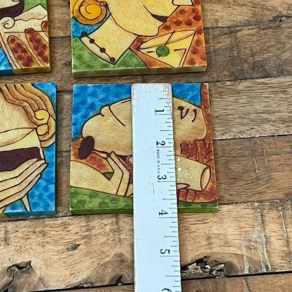 Vintage Resin Men & Women With Drinks Fun Cocktail Coasters Textured Set Of 4